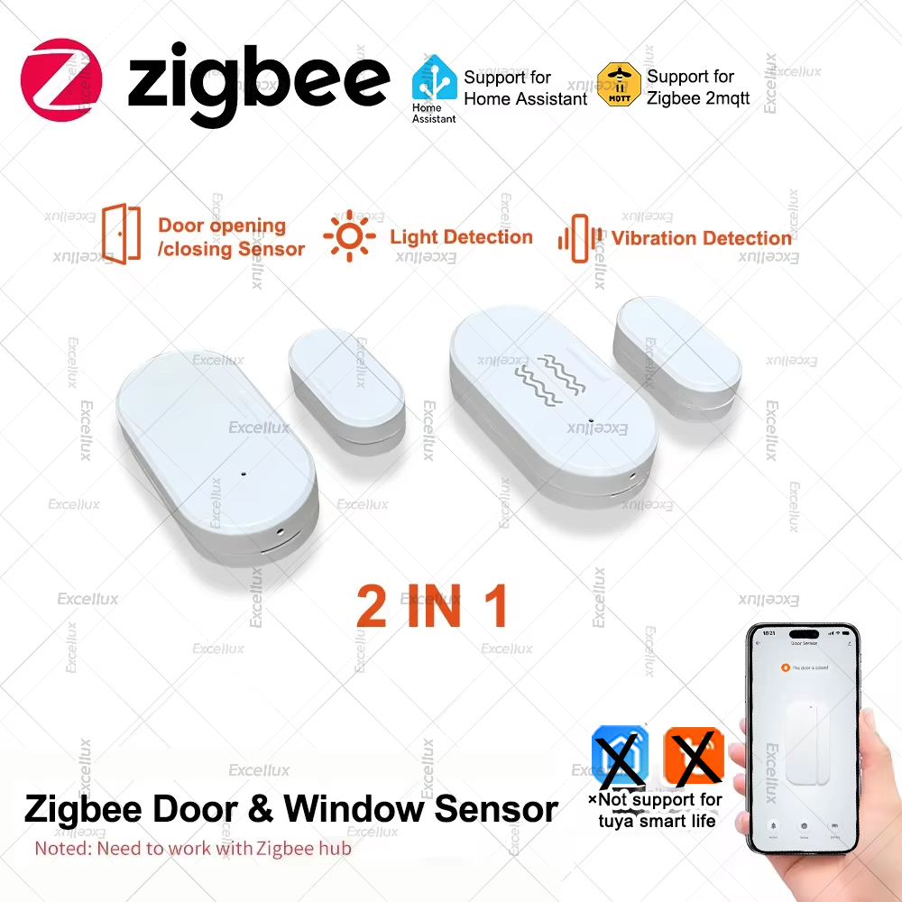 Door Window Sensor - Zigbee 3.0 밝기/진동 센서가있는 도어 윈도우