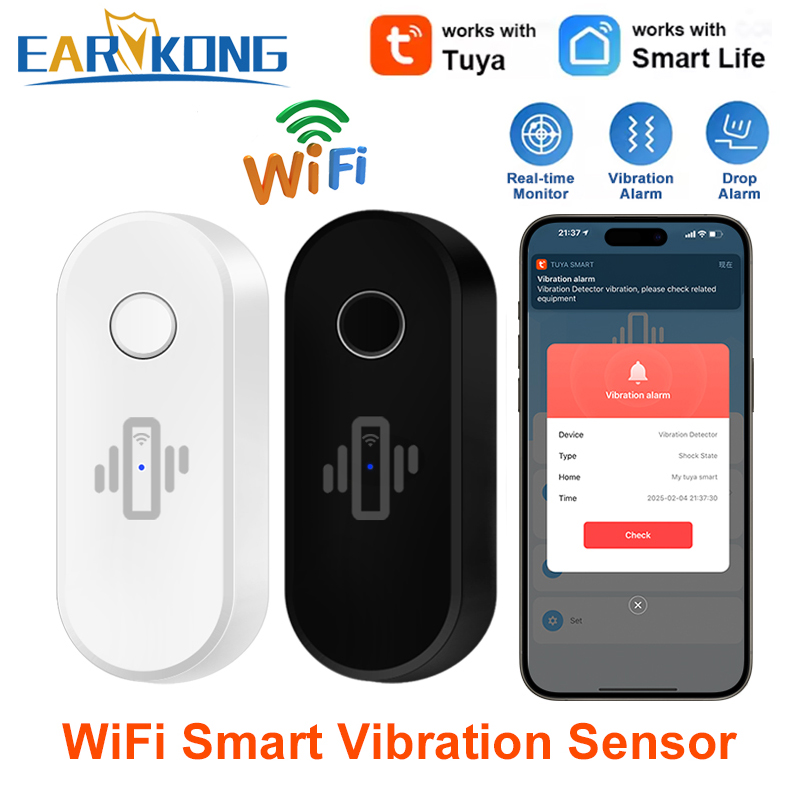 Door Window Sensor - Tuya WiFi 진동 감지기 유리 깨진