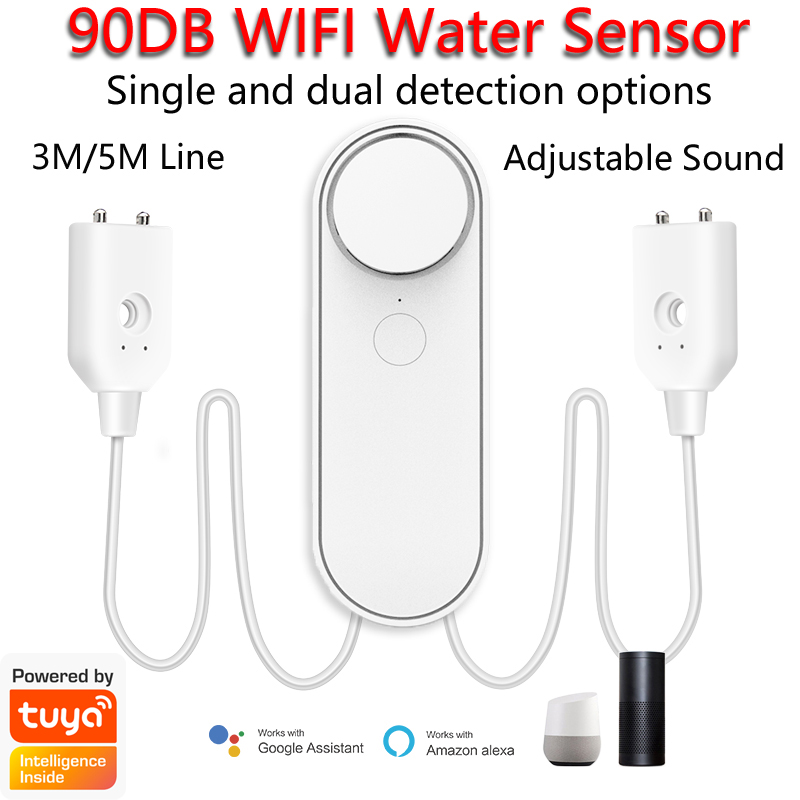 Smart Home Green - 3M/5M WiFi 누수 감지기 90DB 듀얼