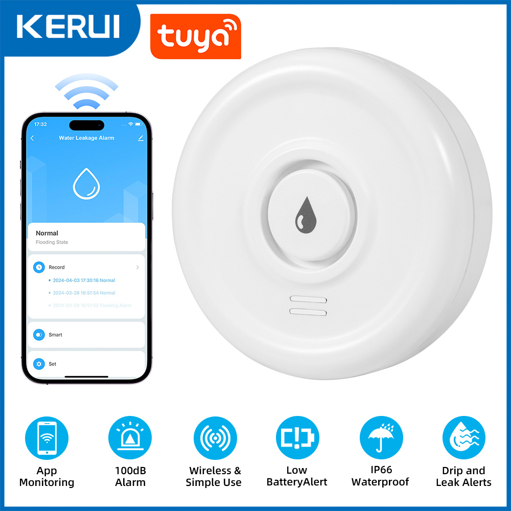 KERUI Tuya 스마트 라이프 WiFi 누수 감지  - Smart Home Green 리뷰 및 가격