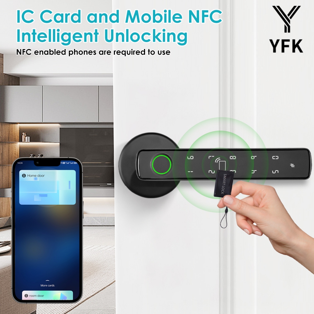 YFK 투야 5-in-1 스마트 도어 핸들 잠금장치 블 - Smart Home Green 리뷰 및 가격