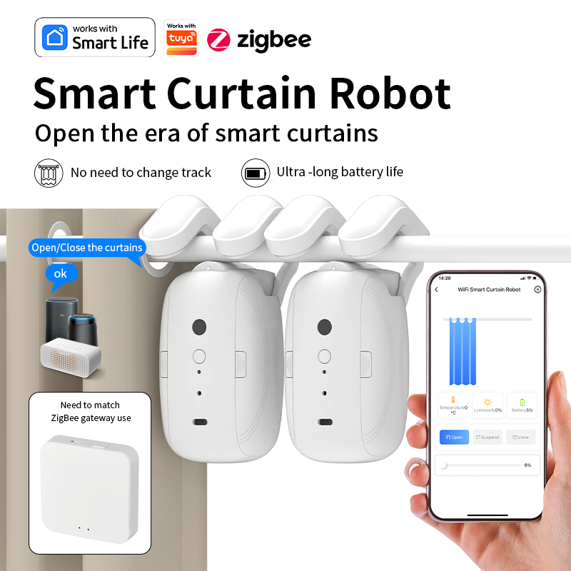 지그비 스마트 커튼 드라이버 로봇 자동 커튼 모터 커튼 - Smart Home Devices 리뷰 및 가격